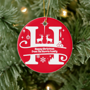 Décoration En Céramique Lettre H Monogramme Nom de famille initial Salutat