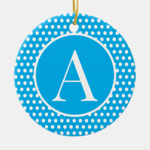 Décoration En Céramique Lettre initiale bleu rétro mignonne Pois