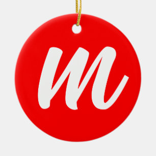 Décoration En Céramique LETTRE INITIALE CalliGRAPHIQUE BLANCHE ROUGE