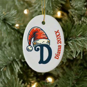 Décoration En Céramique Lettre initiale personnalisée Nom et Année Chapeau