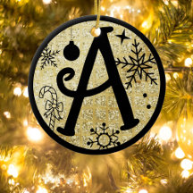 Lettre Monogramme de Noël A Black Gold Parties sci