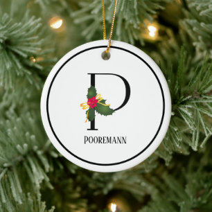 Décoration En Céramique Lettre monogramme de Noël P Personnalisée