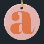 DÉCORATION EN CÉRAMIQUE LETTRE MONOGRAPHIQUE CONSTRUITE INITIALE PÂLE ROSE<br><div class="desc">Joli monogramme moderne avec la première lettre de votre choix,  en rose pastel et orange.</div>