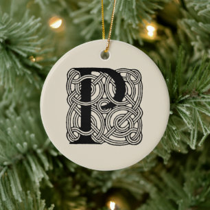 Décoration En Céramique LETTRE P Vintage Céleste Knot Monogramme