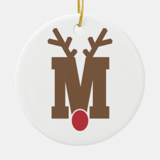 Décoration En Céramique Lettre personnalisée de l'ornement de Noël "M"