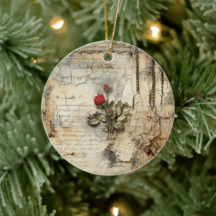 Décoration En Céramique Lettre vintage d'amour parchemin avec fleurs (10)