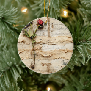 Décoration En Céramique Lettre vintage d'amour parchemin avec fleurs (2)