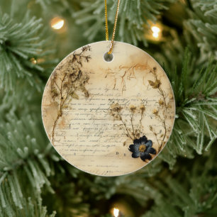 Décoration En Céramique Lettre vintage d'amour parchemin avec fleurs (5)