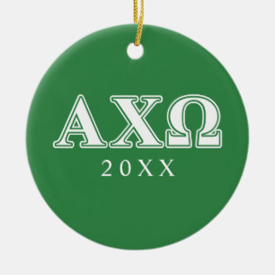 Décoration En Céramique Lettres blanches et vertes d'Alphi Chi Omega