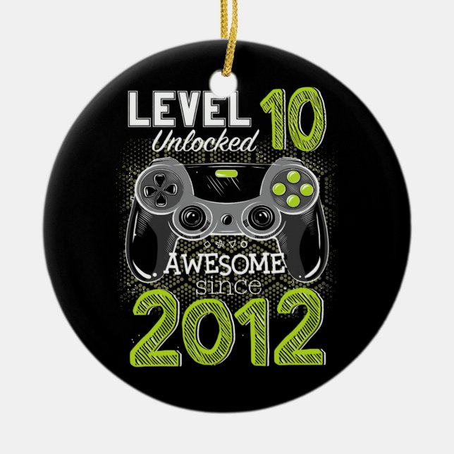 Décoration En Céramique Level 10 Unlocked Awesome Since 2012 Video Gamer (Devant)