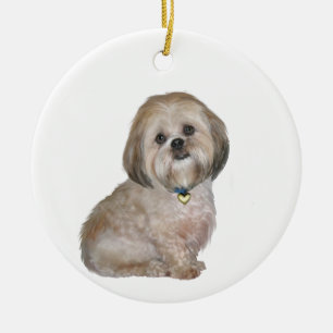 Décoration En Céramique Lhasa Apso (A) - doré / crème