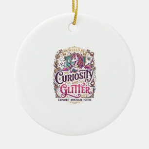 Décoration En Céramique Licorne alimentée par la curiosité et pailletée St
