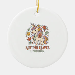 Décoration En Céramique Licorne Feuilles D'automne Licorne Graphisme Merch