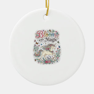 Décoration En Céramique Licorne Fleurir avec la Typographie Vectorielle Pr