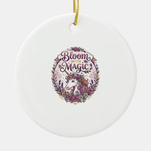 Décoration En Céramique Licorne Fleurir avec Magie POD Prêt Fond Blanc