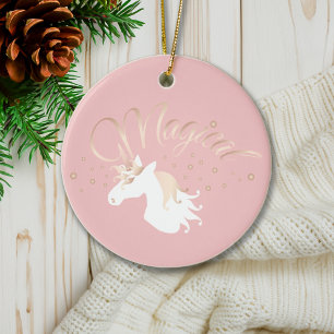 Décoration En Céramique Licorne Magique Rose Moderne Personnalisée
