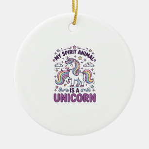Décoration En Céramique Licorne Mon Animal Spirituel Est Une Licorne Typog
