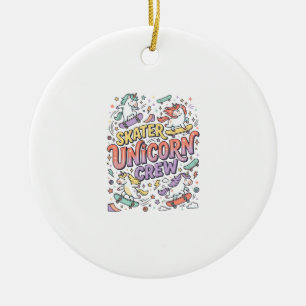 Décoration En Céramique Licorne Skater Licorne Crew Capriceux Zazzle Desig