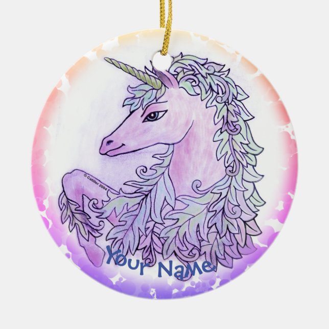 Décoration En Céramique Licorne Violet Royale (Devant)