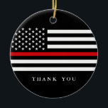 Décoration En Céramique Ligne rouge mince drapeau patriotique des textes<br><div class="desc">Une ligne rouge mince ornement orienté de drapeau patriotique.   Célébrez ces sapeurs-pompiers qui mettent leurs vies sur la ligne chaque jour.</div>