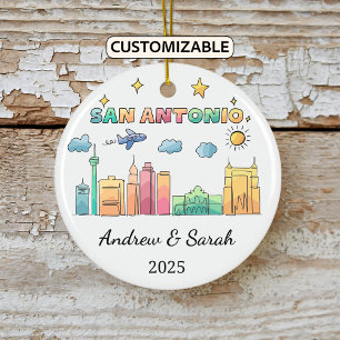 Décoration En Céramique Ligne Skyline personnalisée San Antonio Ornament,