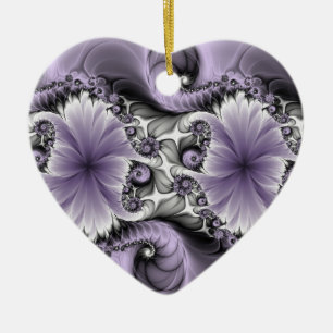 Décoration En Céramique Lilac Illusion Abstrait floral Fractal Art Heart