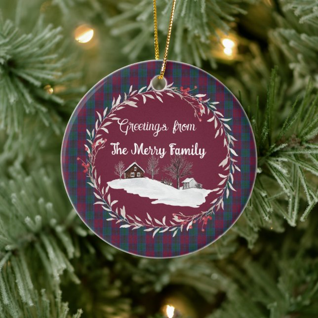 Décoration En Céramique Lindsay Ancient Original Scottish Tartan  (Arbre)