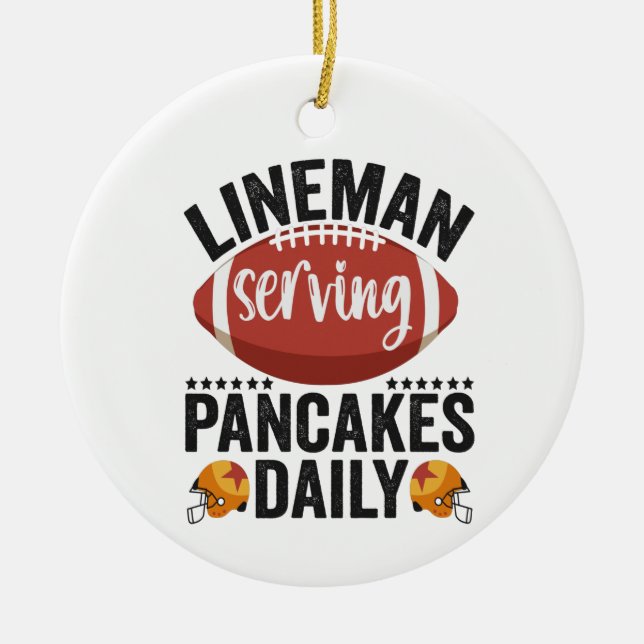 Décoration En Céramique Lineman Servage Pancakes Daily Funny Football Cade (Devant)