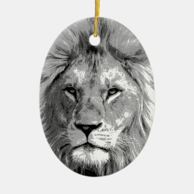 Décoration En Céramique Lion noir blanc (Devant)