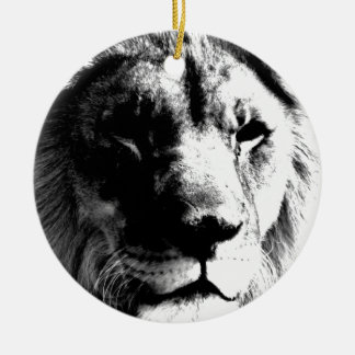 Décoration En Céramique Lion noir et blanc