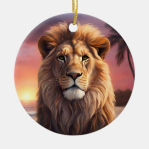 Décoration En Céramique Lion sur la plage