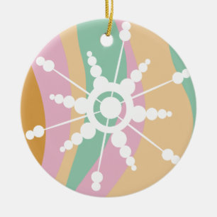 Décoration En Céramique Liquide Tie Dye Rétro Groovy Noël Beige Vert