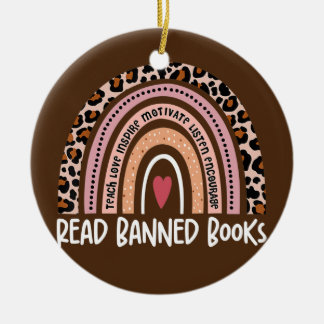 Décoration En Céramique Lire Livres Interdits Leopard Rainbow Pour Amateur