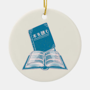Décoration En Céramique Lire un livre kanji texte japonais