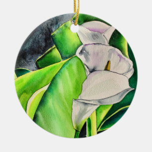 Décoration En Céramique Lis d'arum blanc aquarelle florale tropicale