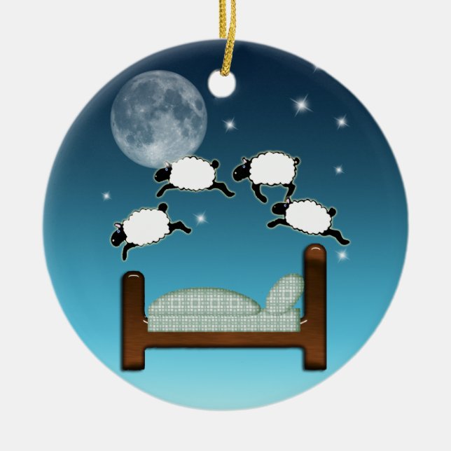 Décoration En Céramique Lit, ciel, et compte des moutons la nuit (Devant)