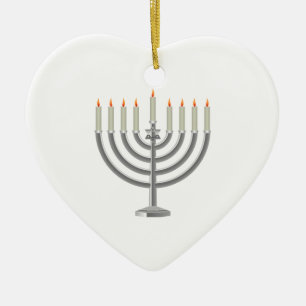 Décoration En Céramique Lit Hanoukka argenté Menorah avec l'étoile de