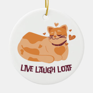 Décoration En Céramique Live Laugh Loaf Cat Ornament