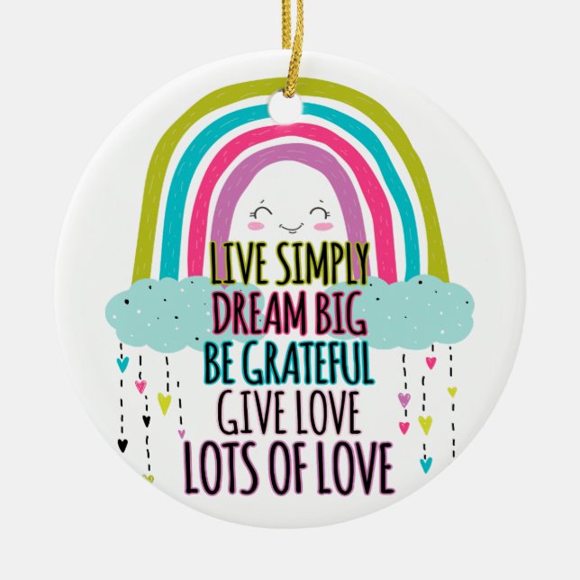 Décoration En Céramique Live Simply Dream Big Be Grateful Give Love (Devant)