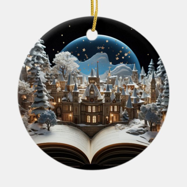 Décoration En Céramique Livre de Noël Snow-Globe Village (Devant)