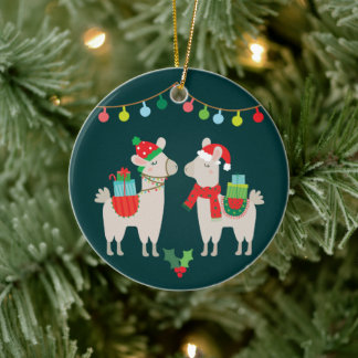 Décoration En Céramique Llamas de Noël