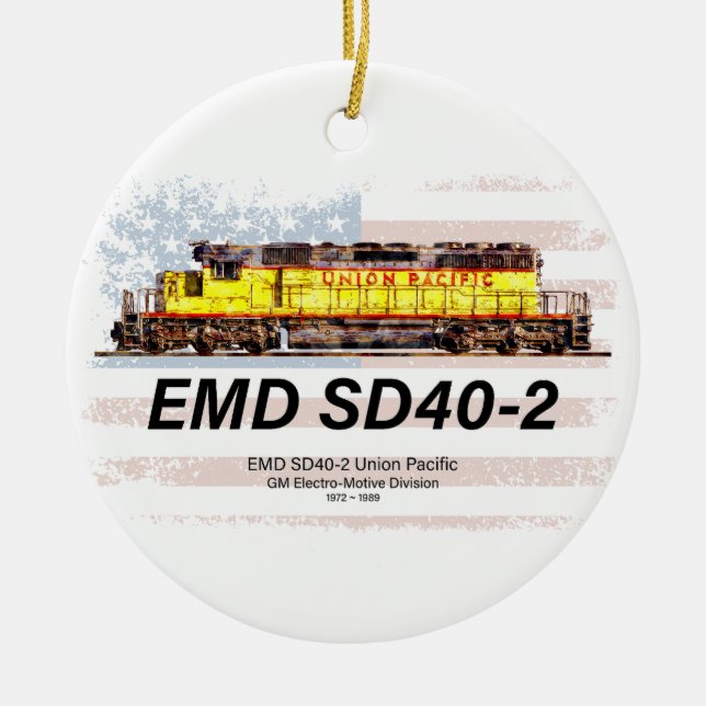 Décoration En Céramique Locomotive diesel EMD SD40-2. drapeau américain (Devant)