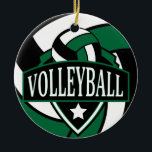 Décoration En Céramique Logo de volley-ball en 🏐 noir et vert foncé<br><div class="desc">Ornement de volley-ball présenté dans un vert foncé, noir et blanc avec do-it-yourself nom et année ou numéro. Un cadeau idéal pour n'importe quel joueur de volley-ball. ⭐ Ce produit est entièrement personnalisable. *****Cliquez sur le BOUTON PERSONNALISER pour ajouter, supprimer, déplacer, redimensionner, modifier, tourner, etc... n'importe lequel des graphiques ou...</div>