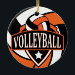 Décoration En Céramique Logo de Volley-ball Orange and Black 🏐<br><div class="desc">Pleyball Ornament featured in an orange, black and white with diy name and year or number. A great gift for any volleyball player. ⭐ produit "This Product" est 100 % "Customizable". ****Click on CUSTOMIZE BUTTON to add, delete, move, resize, changed around, rotate, etc... any of the graphics or text or...</div>
