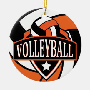 Décoration En Céramique Logo de Volley-ball Orange and Black 🏐