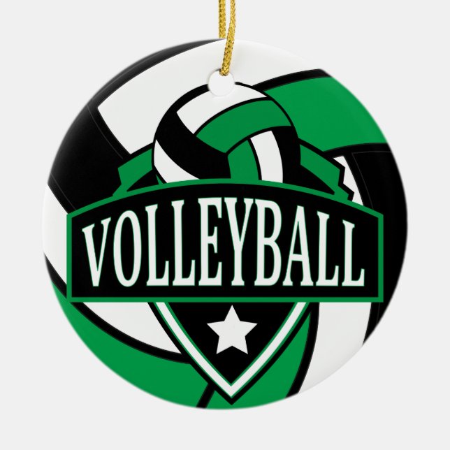 Décoration En Céramique Logo de volley-ball 🏐 vert et noir (Devant)