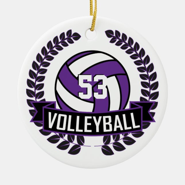 Décoration En Céramique Logo de volleyball 🏐 violet et noir (Devant)