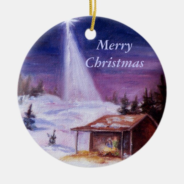 Décoration En Céramique Loin dans Manger, Joyeux Noël (Devant)