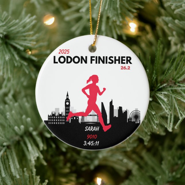 Décoration En Céramique London Marathon 2025 Cadeau de finisseur pour cour (Arbre)