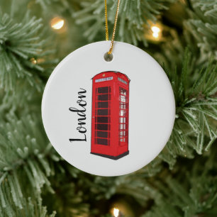 Décoration En Céramique London Red Telephone Booth Illustration Ornament